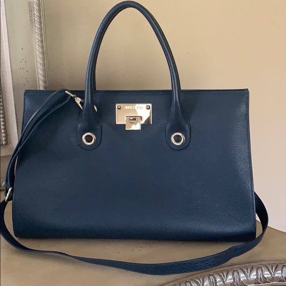 Brand New Jimmy Choo Riley Navy Leather Tote - Picture 10 of 11